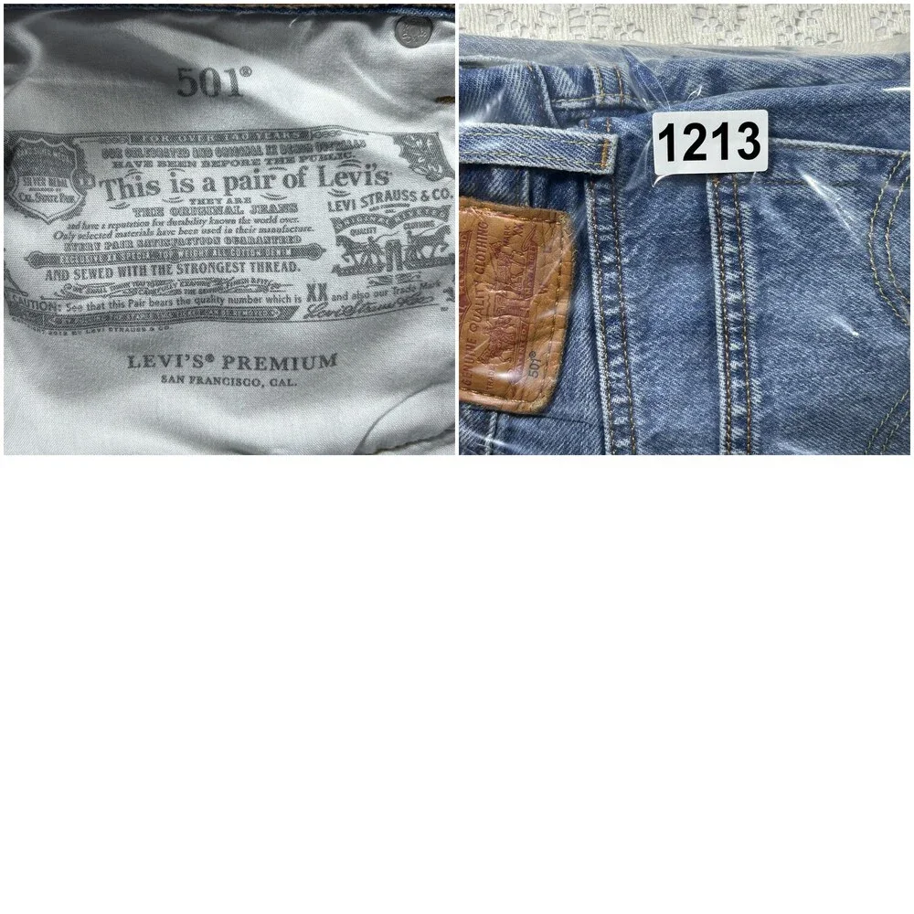 Levis 501 Jeans Mens 31x27 Distressed Button Fly Raw Hem Denim Pants